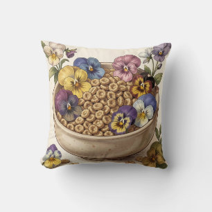 Praktfull pensé-blomster frukostskål kudde
