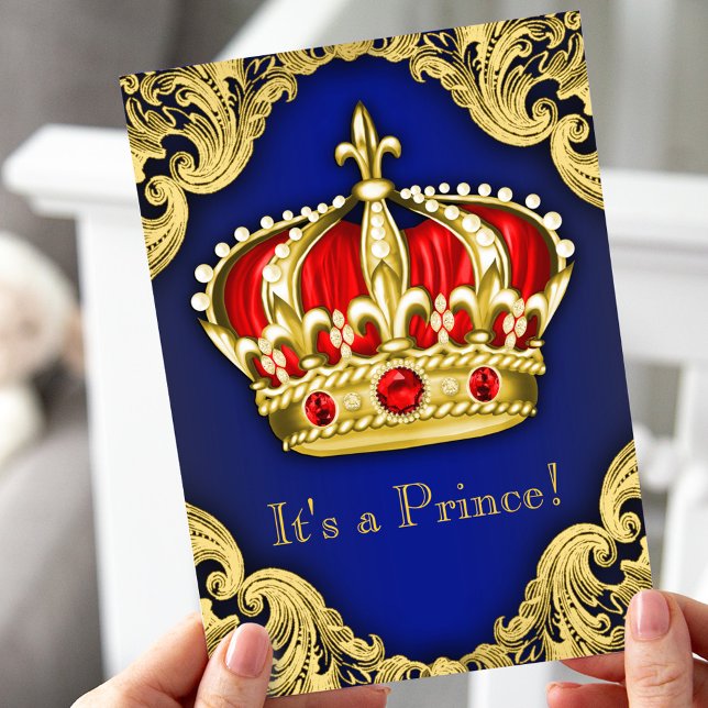 Praktfull prins baby shower Royalblå Inbjudningar (Skapare uppladdad)