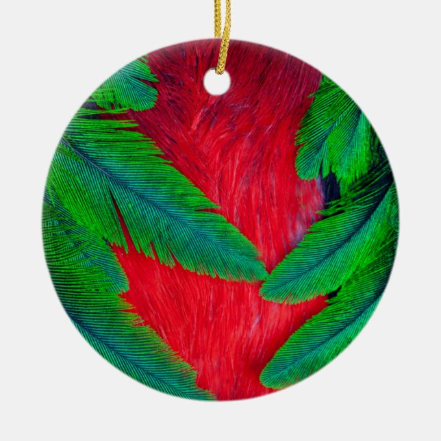 Praktfull Quetzal-fjäderdesign Julgransprydnad Keramik (Framsidan)