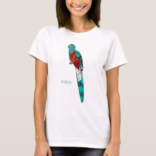 Praktfull quetzalfågel tecknad illustration t shirt