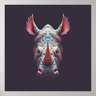 Praktfull Rhono-porträtt - Psykedelisk andemask Poster
