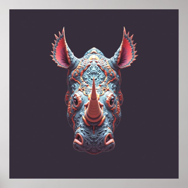 Praktfull Rhono-porträtt - Psykedelisk andemask Poster (Framsidan)