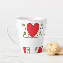 Praktfull röd hjärta och gyllene stjärnor Latte-mu