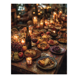 Praktfull Röd Vin Bankett Bord Fototryck