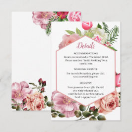 Praktfull rosa hexagonal blomsterinformation tilläggskort