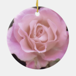 Praktfull rosa ros julgransprydnad keramik