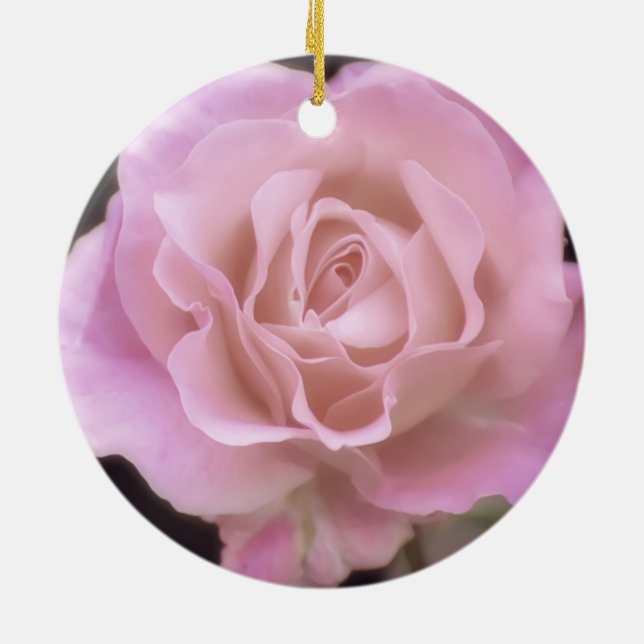 Praktfull rosa ros julgransprydnad keramik (Baksidan)