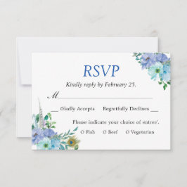 Praktfull Sapphireblå Blommig Chic Bröllops-RSVP OSA Kort
