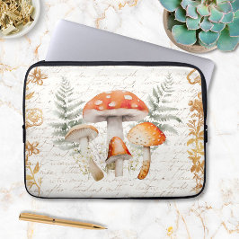 Praktfull skogssvamp Vintage brevdecoupage Laptop Fodral