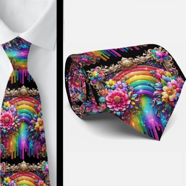 Praktfull slips | Regnbågsblommor falskt glitter (Skapare uppladdad)