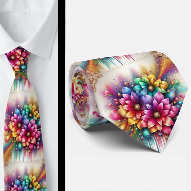 Praktfull slips | Regnbågsblommor falskt glitter (Skapare uppladdad)