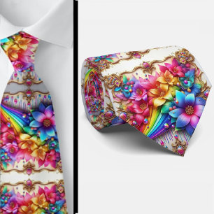 Praktfull slips Regnbågsblommor falskt glitter