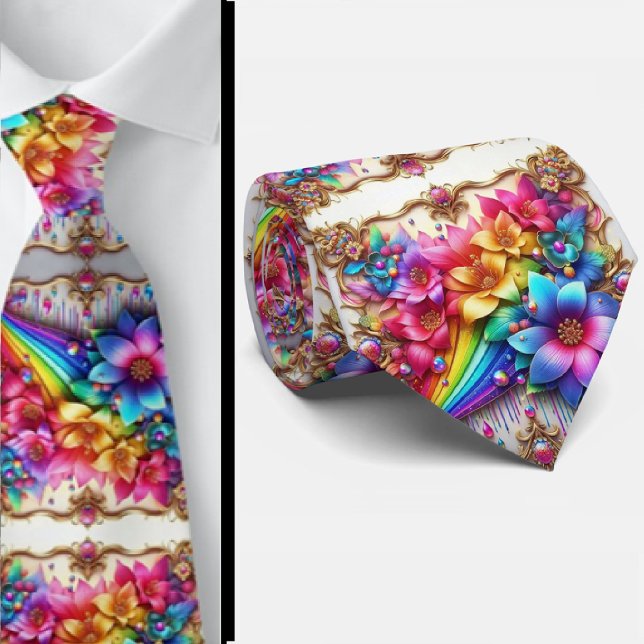 Praktfull slips | Regnbågsblommor falskt glitter (Skapare uppladdad)