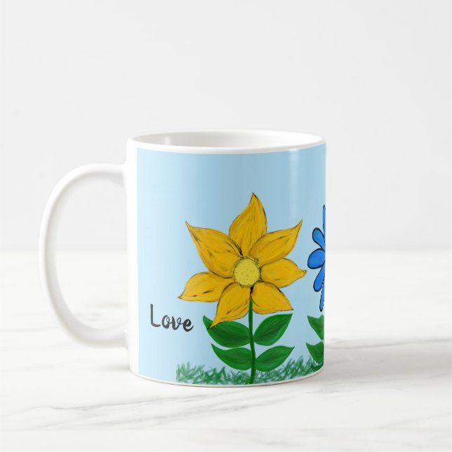 Praktfull solros tusenskönastulpan kärlek kaffemugg (Vänster)
