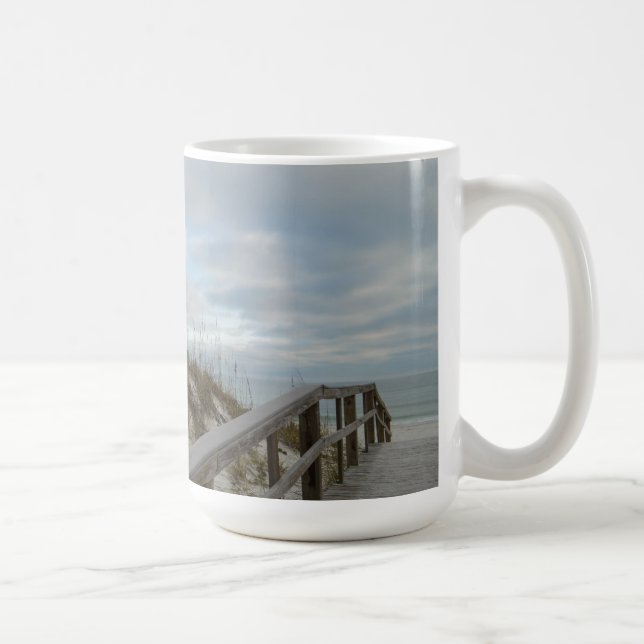 Praktfull strandpromenad till Beach Mug Kaffemugg (Höger)
