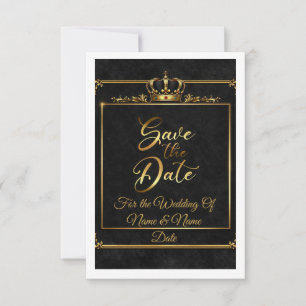 Praktfull svart & guldkonfetti Save The Date Spara Datumet
