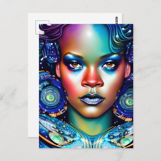 Praktfull svart kvinna vykort (Fram/baksida)