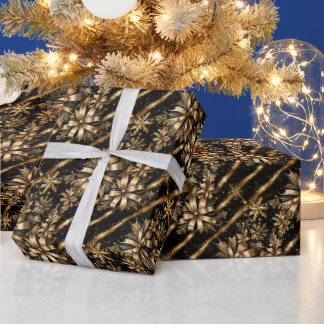 Praktfull svart marmor & guld band jul presentpapper
