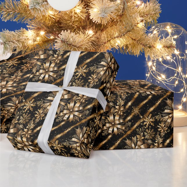 Praktfull svart marmor & guld band jul presentpapper (Helgdagar)