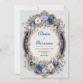 Praktfull viktoriansk blomsterversal oval spegelra inbjudningar