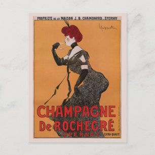 Praktfull vintage art nouveau fransk champagne-rek vykort