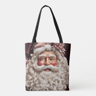 Praktfull vintage tomte tygkasse