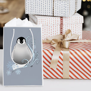 Praktfull vinterpingvin Art Nouveau-snowflakes