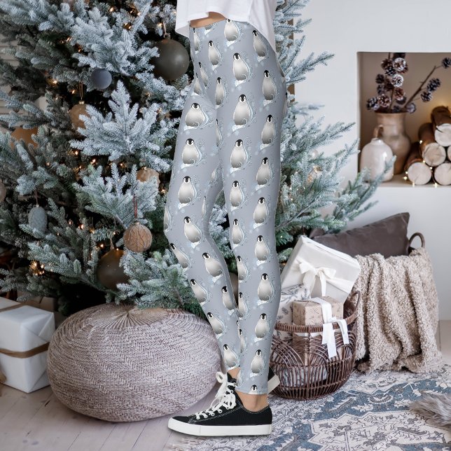 Praktfull vinterpingvin Art Nouveau-snowflakes Leggings (Skapare uppladdad)