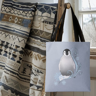 Praktfull vinterpingvin Art Nouveau-snowflakes Tygkasse