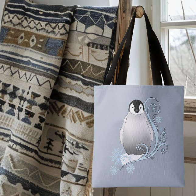 Praktfull vinterpingvin Art Nouveau-snowflakes Tygkasse (Skapare uppladdad)
