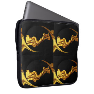 Praktfull Virvel Flytande Guld Svart Monokrom Ache Laptop Fodral