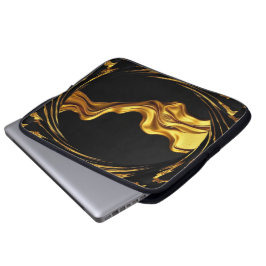 Praktfull Virvel Flytande Guld Svart Monokrom Kris Laptop Fodral