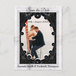 Praktfull vit & svart marmor + sfärer meddelande vykort