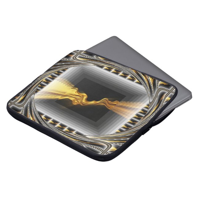 Praktfull Warp Gateway Flytande Guld & Svart Achem Laptop Fodral (Framsida topp)