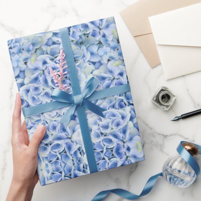 Praktfulla blå hortensior - blomster mönster  presentpapper (Gifting)