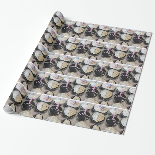 Praktfulla Cupcakes Presentpapper (Utrullad)