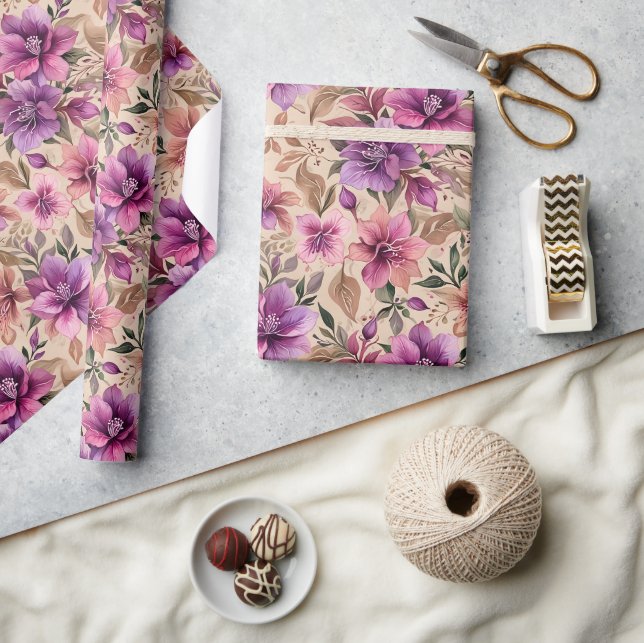 Praktfulla lila och mauve azaleor presentpapper (Hantverk)