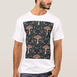 Praktfulla skogssvampar Sömlös botanisk mönster T Shirt