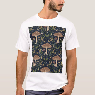 Praktfulla skogssvampar Sömlös botanisk mönster T Shirt
