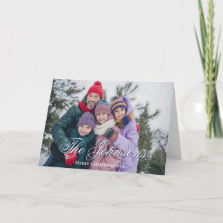 Praktfullt familjenamn och foto med kalligrafi helgkort