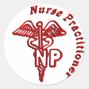 PRAKTIKER FÖR SJUKSKÖTERSKA FÖR CADUCEUSNP-LOGO RUNT KLISTERMÄRKE