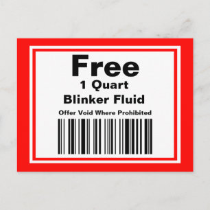 Praktisk Joke Blinker Fluid Coupon Vykort