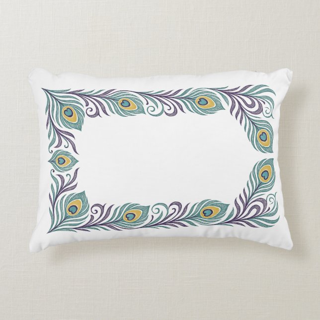 Praktisk kudde med påfågelsfjäder (Framsidan)