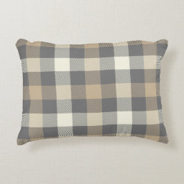 Praktisk rustik gingham tartan plaid grått land prydnadskudde