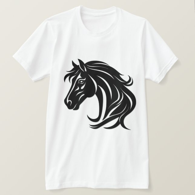 Praktisk svart hästhuvud   t shirt (Design framsida)
