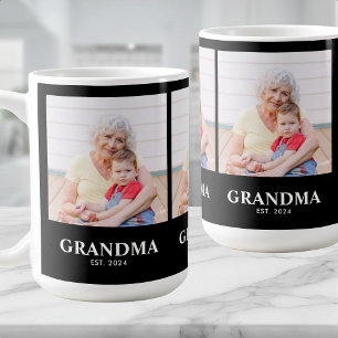 Praktisk svart kaffemugg med foto för mormor/morfa