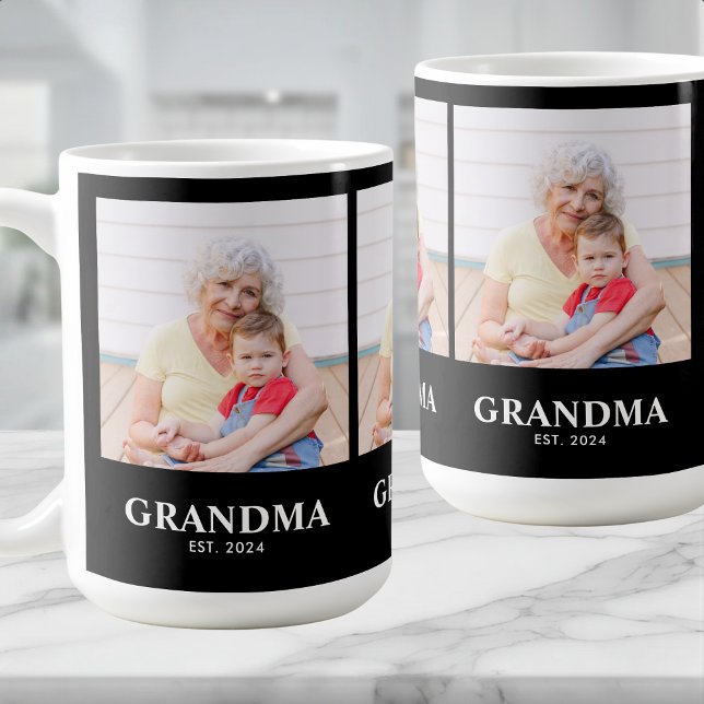 Praktisk svart kaffemugg med foto för mormor/morfa (Skapare uppladdad)