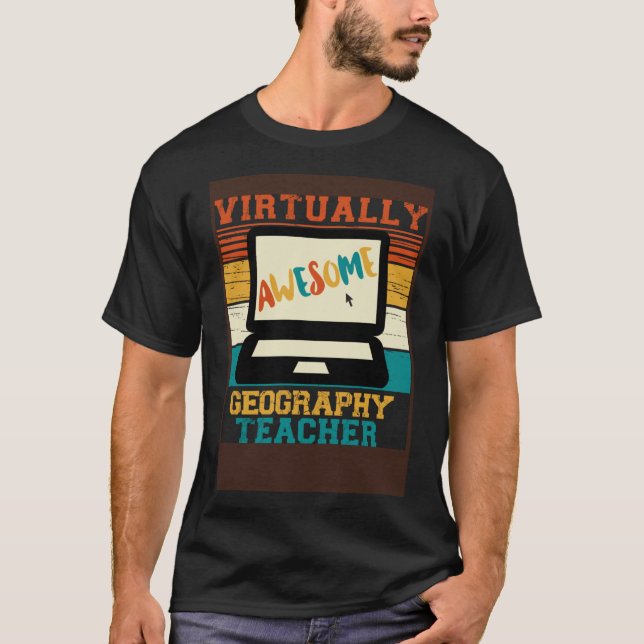 Praktiskt taget Fantastisk Geography Teacher Retro T Shirt (Framsida)