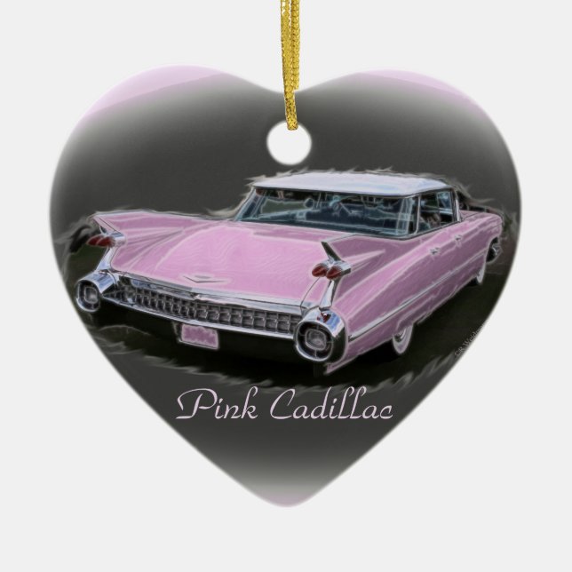 Pråliga rosa Cadillac Julgransprydnad Keramik (Framsidan)