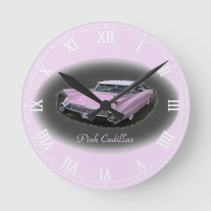 Pråliga rosa Cadillac Rund Klocka